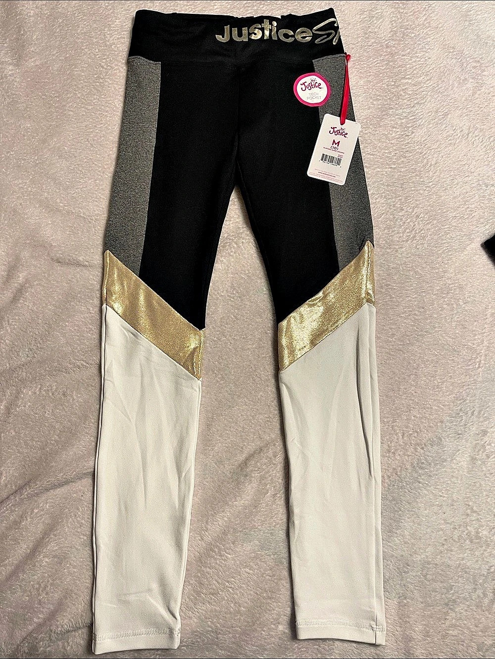 Justice Blocked Shine Legging Girls Medium Color Block NWT